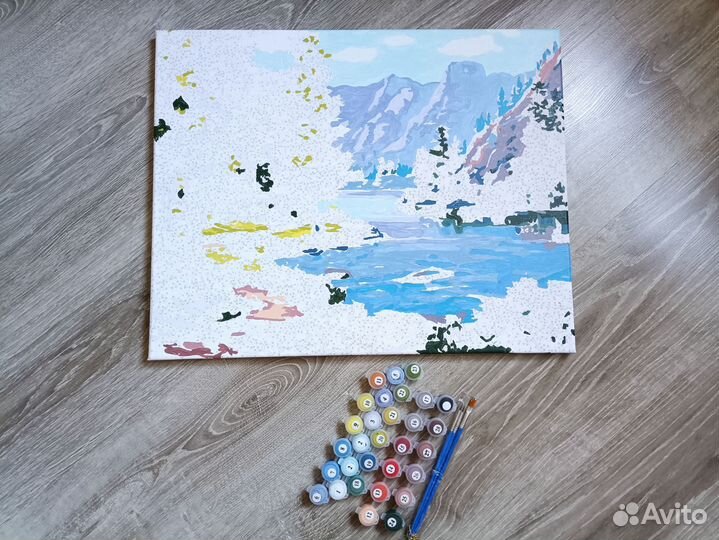 Картина по номерам начатая, набор акриловых красок