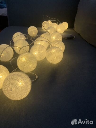 Гирлянда шарики нитка на батарейках 3 м светодиод
