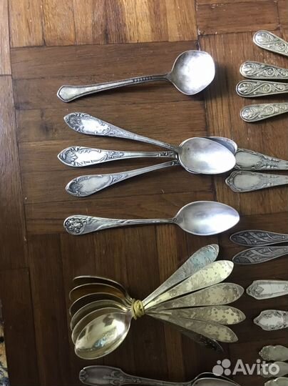 Старинные посеребренные чайные ложки