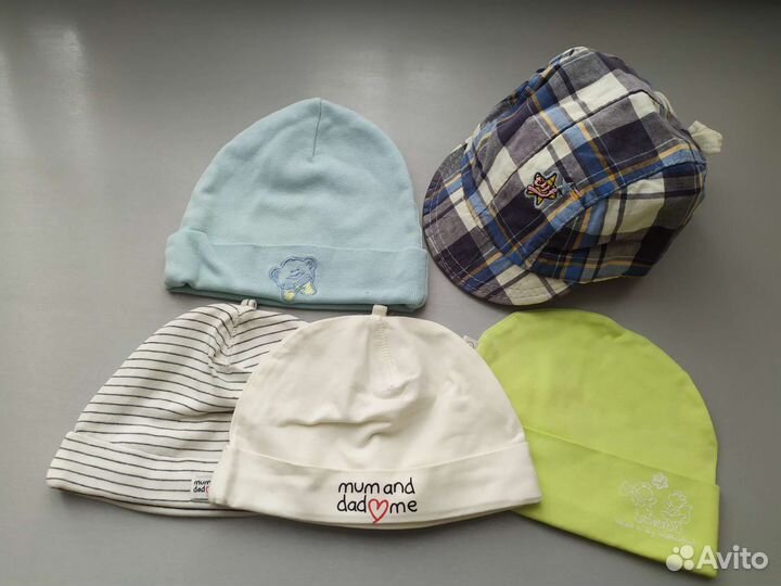 Пакетом шапочки, кепки на 0-18 мес