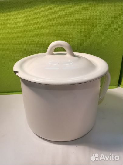 Эмалированная кружка СССР с крышкой