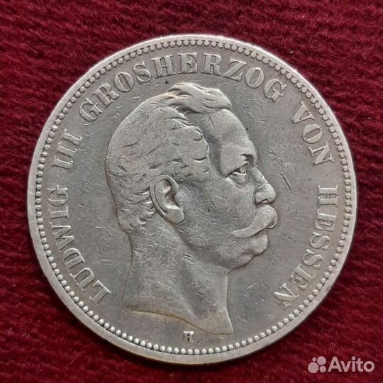 Монета Германия Гессен 5 марок 1875 год