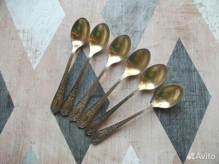 Ложки чайные винтаж СССР мельхиор серебро золото