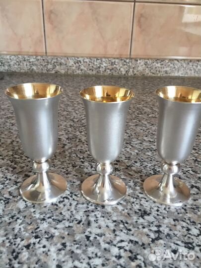 Рюмки винтаж СССР серебро 916 три штуки