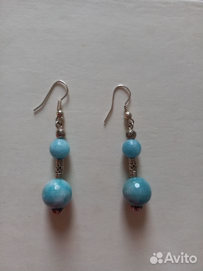 Серьги женские с голубым камнем (бижутерия)