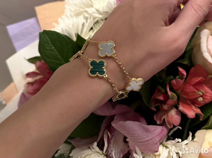 Van Cleef Браслет 5 мотивов: малахит и золото