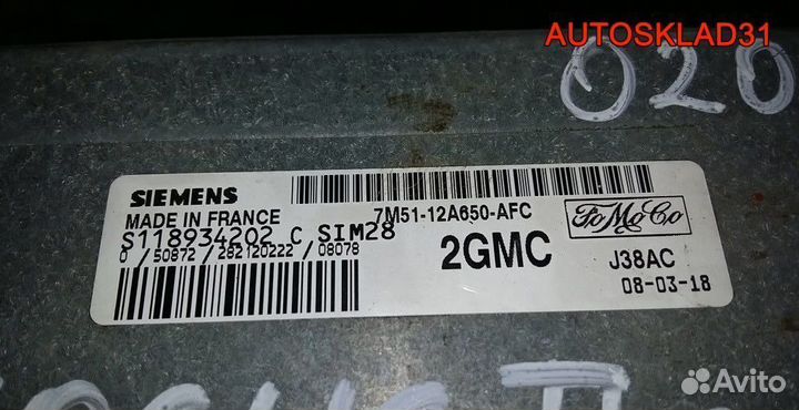 Блок эбу Ford Focus 2 1.6 7M5112A650AFC Бензин