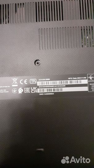 Ноутбук acer aspire 3 a315-56-38MN