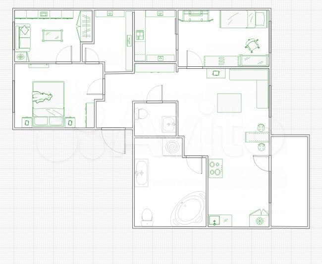 3-к. квартира, 86,5 м², 4/6 эт.