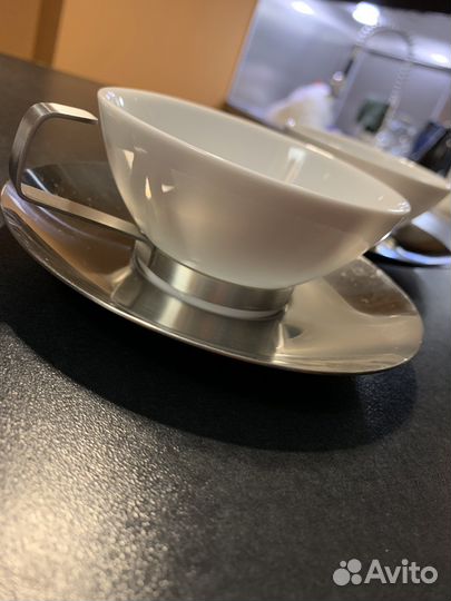 Чашки с блюдцем.хайтек.Немец.фарфор/сталь