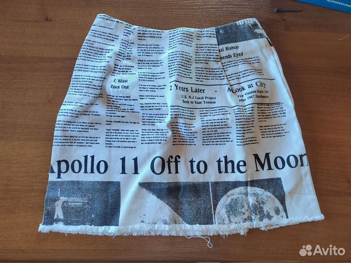 Юбка мини джинсовая с принтом Белый, S