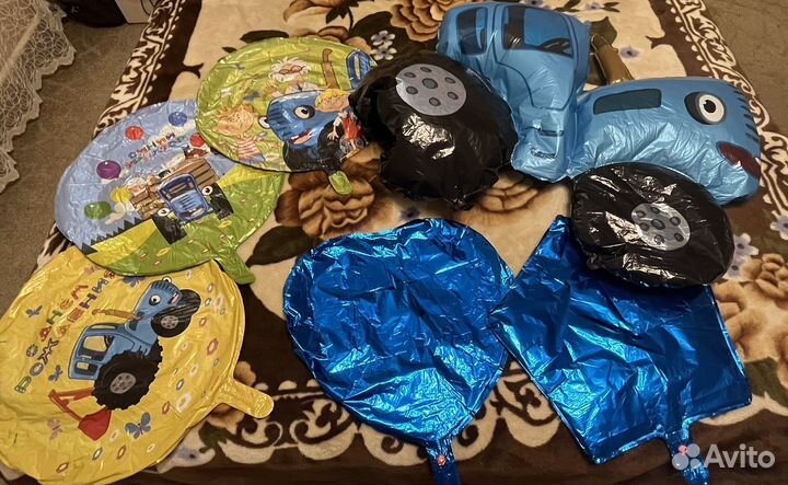 Шары фольга б/у синий трактор