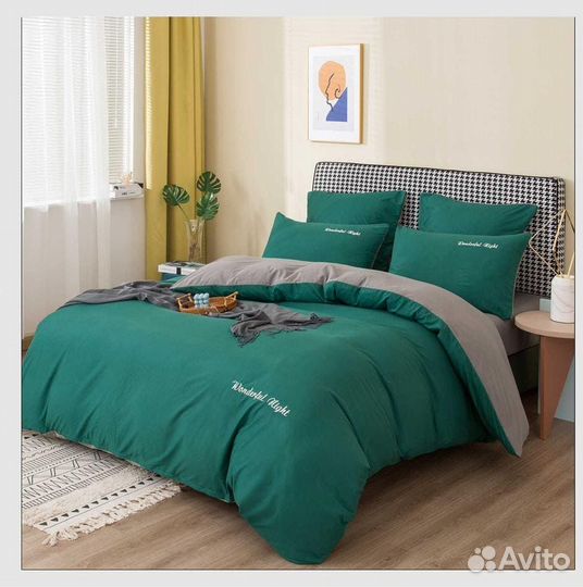 Постельное белье евро однотонное