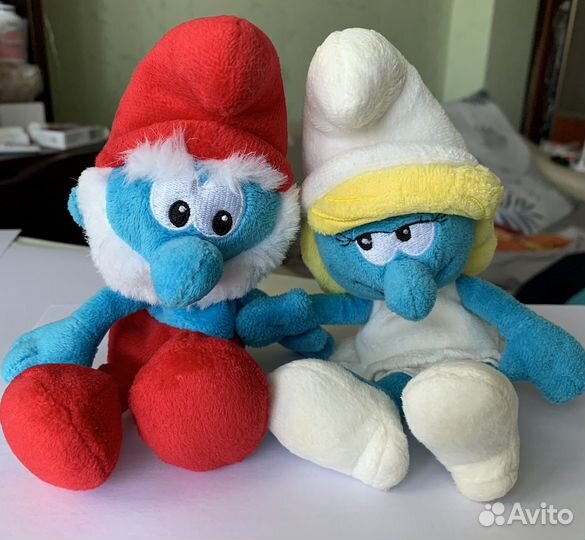 Папа-Смурф и Смурфетта-мягкие игрушки