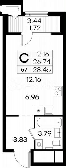 Квартира-студия, 28,5 м², 9/32 эт.