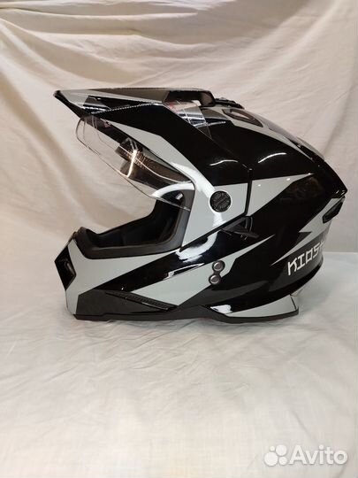 Шлем мотард с очкамиkioshi Fighter 802 ч-сер