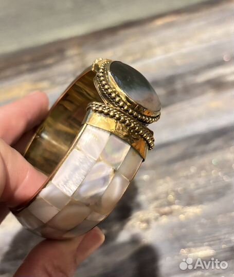 Браслет перламутр с агатом