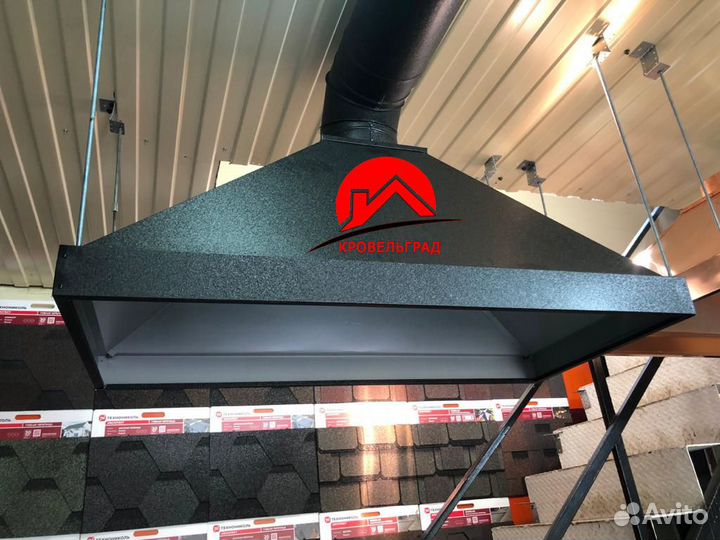 Вытяжной зонт, островной чёрный