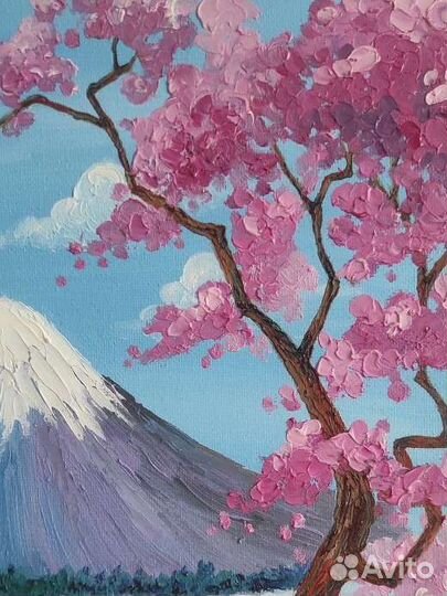 Картина маслом на холсте пейзаж, Фудзияма