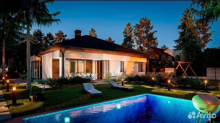 Проект блочного дома с гаражом 170м2. Микеа