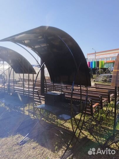 Мангал с печью под казан и крышей