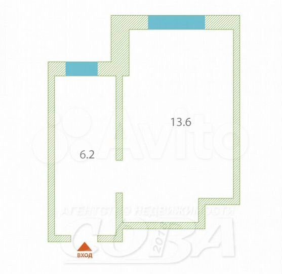 Комната 22,1 м² в 1-к., 5/5 эт.
