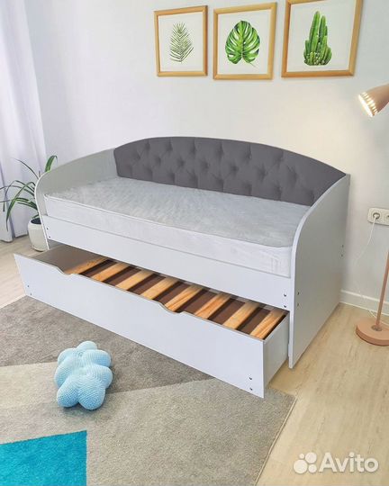 Кровать детская мягк спинка 2е спальное лдсп