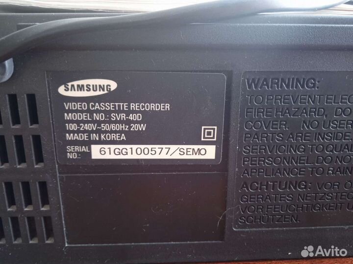 Видеомагнитофон samsung SVR-40D