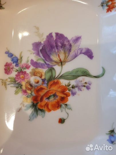 Старинное фарфоровое блюдо Lindner 34 см