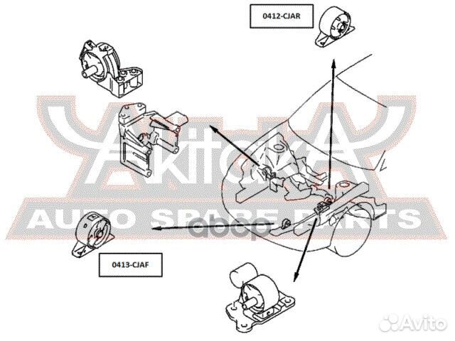 Подушка двигателя ат зад прав/лев 0412cjar