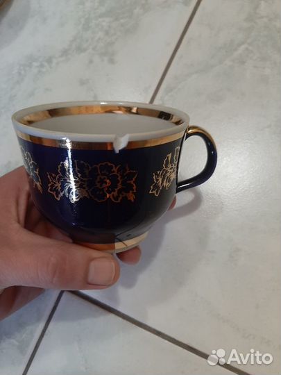 Чайный сервиз Кобальт фарфор Полонне времен СССР