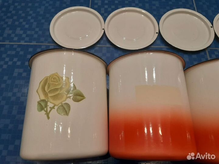 4 эмалированных бидона по 2,2 литра (металл)