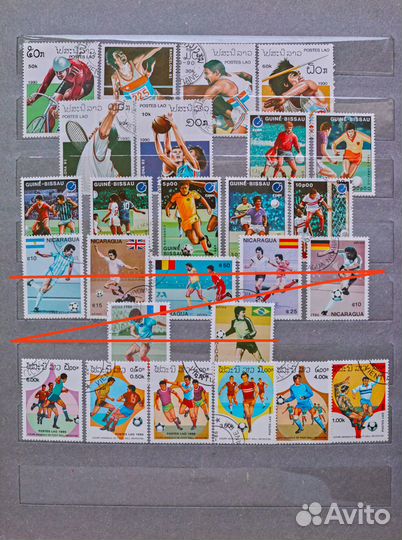 Марки почтовые иностранные, гашенные спорт