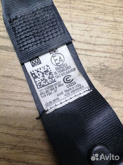 Ремень безопасности задний левый Volkswagen Polo 5