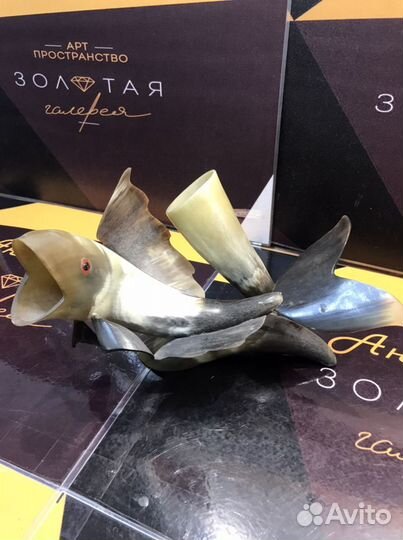 Статуэтка карандашница Рыба из рога