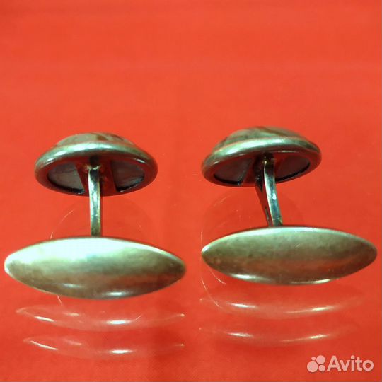 Запонки Серпентин серебро 875 проба СССР