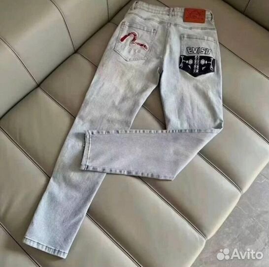 Джинсы Evisu голубые