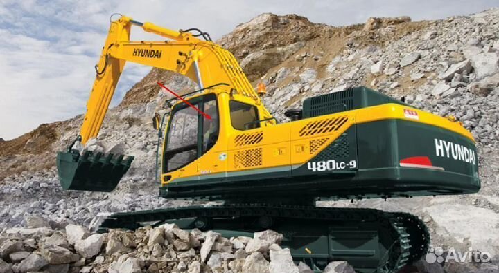 Стекло боковое за дверью экскаватор Hyundai