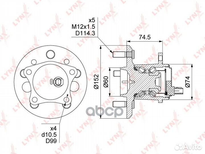Ступица задн. в сборе L WH-1493 lynxauto