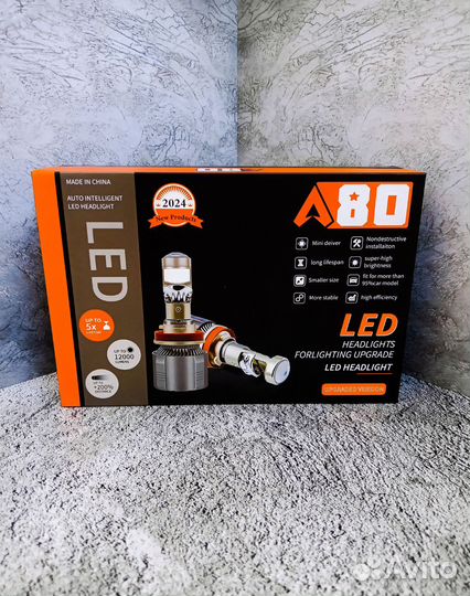 LED лампы H7 H4 mini линзы лед лампы новые