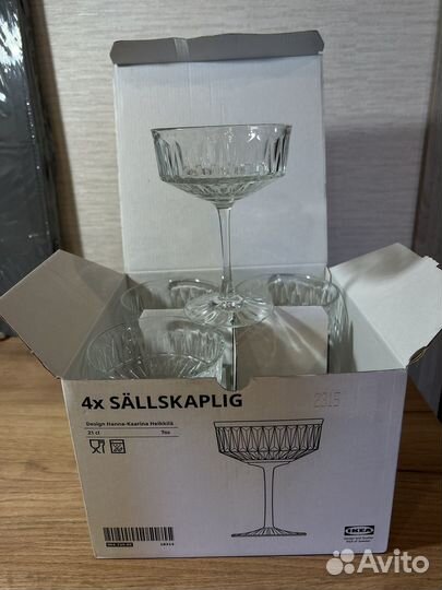Бокалы сэлльскаплиг IKEA для шампанского 4 шт