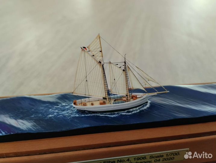 Модель корабля. Парусник. Шхуна Elbe No.4. 1906г