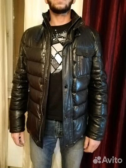 Пуховик кожаный