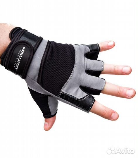 Перчатки для фитнеса с фиксатором кожа