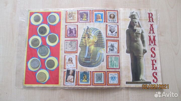 Набор монет и марок из Египта