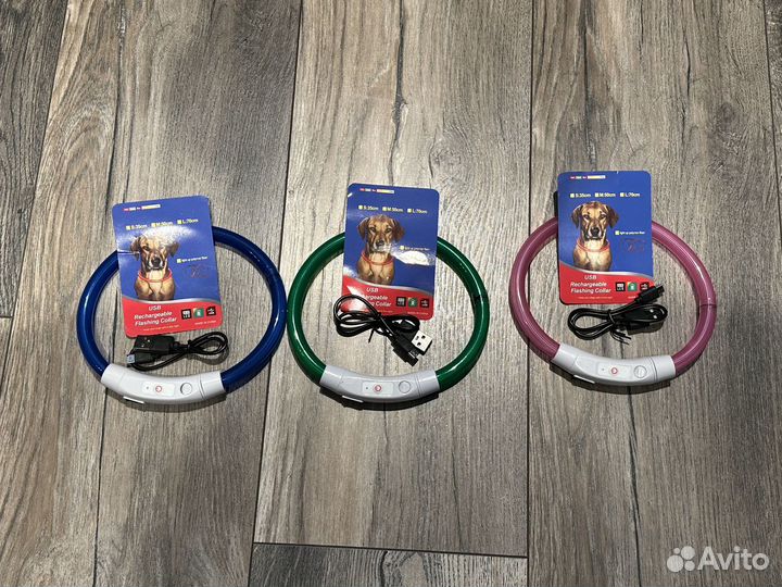 Светящийся ошейник для собак usb 35см