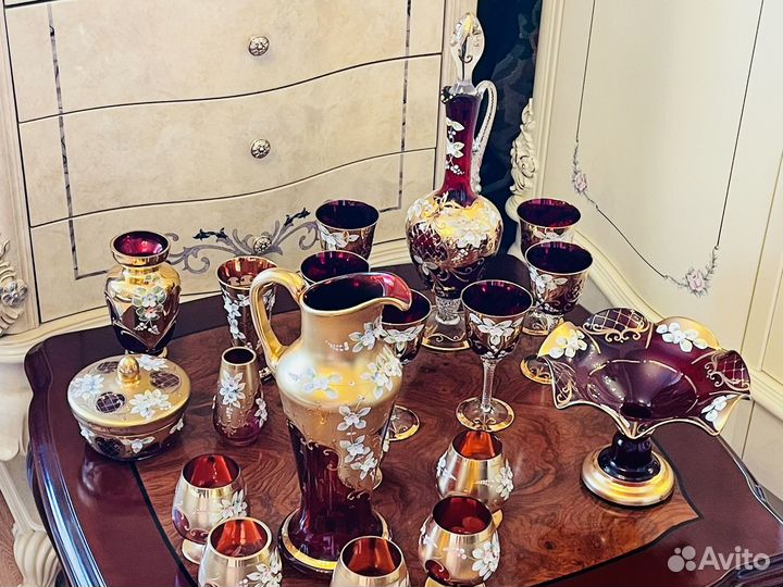 Шикарная посуда богемское стекло чехословакия