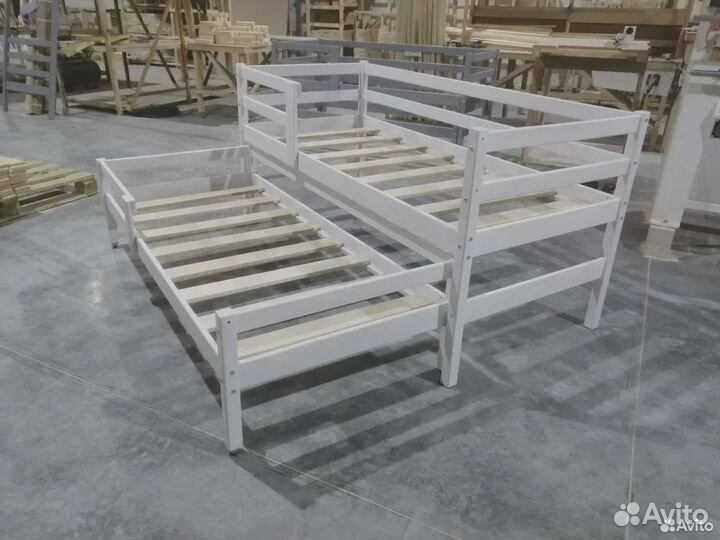 Экокровать Софа 2, на 2 детей. Массив сосны