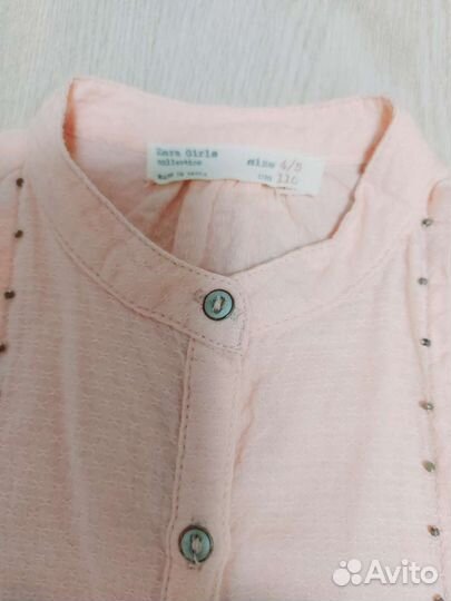 Рубашка Zara, размер 110, цвет бледно розовый