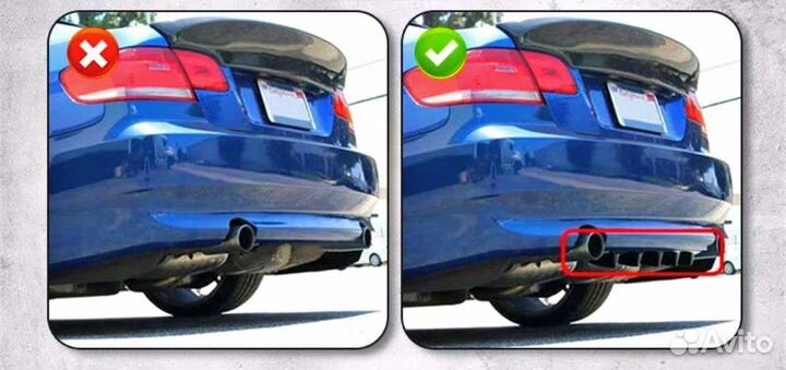 Диффузор на задний бампер 7 ребер